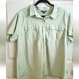 Womens XXL Eddie Bauer Button Up Pocket Shirt Mint Green Spring